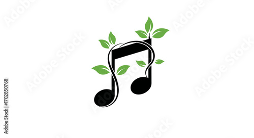 Harmonic sprout: A musical note adorned with verdant foliage, symbolizing growth and harmony