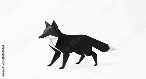 Low poly origami fox illustration against neutral background creating a modern aesthetic
