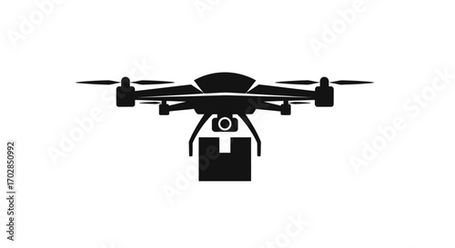 Minimalistic drone delivery icon showcasing streamlined efficiency and modern convenience of