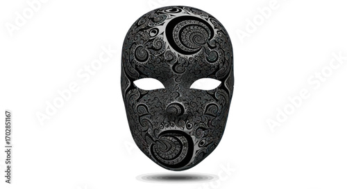 Ornate Venetian Mask Floating in Emptiness Revealing Intricate Details and Mysterious Aura