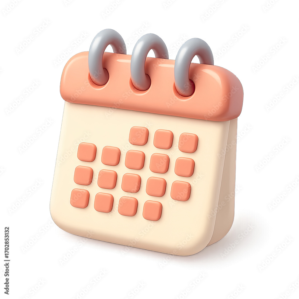 Pastel 3D Calendar Icon, Cute & Modern Schedule Planner. Ideal for Digital Event Management, Appointment Reminders, Time Tracking. Web UI & App Design Element. Clean, Minimalist Productivity Graphic A Pastel 3D Calendar Icon, Cute & Modern Schedule Planner. Ideal for Digital Event Management, Appointment Reminders, Time Tracking. Web UI & App Design Element. Clean, Minimalist Productivity Graphic A