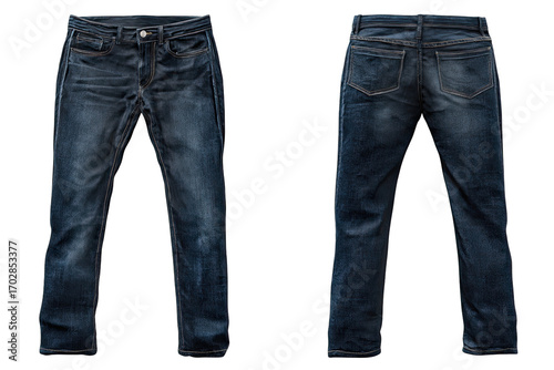Dark wash jeans, front and back views (2)