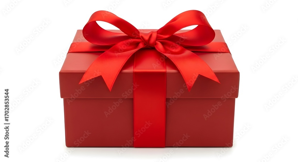 Fototapeta premium Red Gift Box with Red Ribbon Bow.