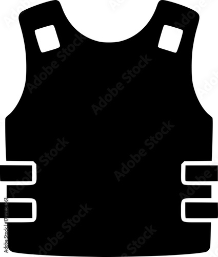 bullet proof vest silhouette, black and white silhouette, vector and illustration
