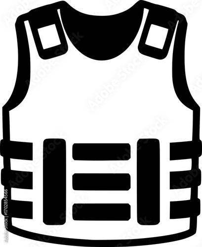 bullet proof vest silhouette, black and white silhouette, vector and illustration
