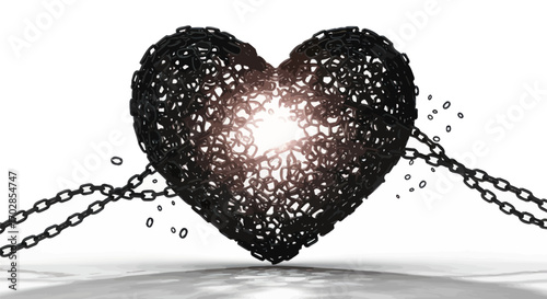 Chained heart symbolizing breaking free from emotional constraints and newfound liberation