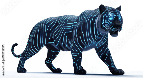 Digital Apex Predator: A Cybernetic Tiger Representation of Technological Prowess
