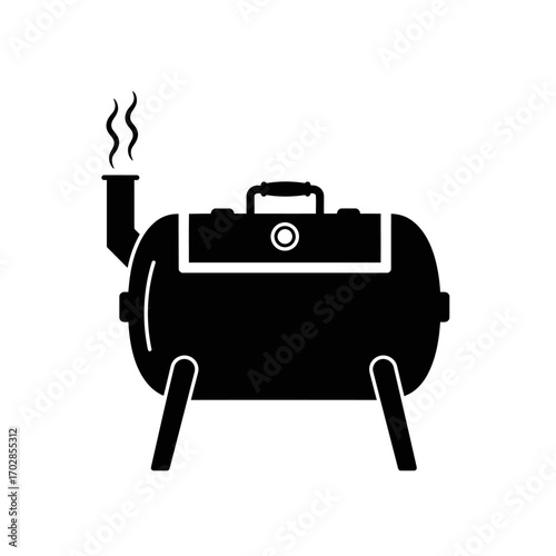 BBQ smoker grill silhouette icon vector, outdoor cooking, barbecue equipment, meat smoker, kitchen symbol