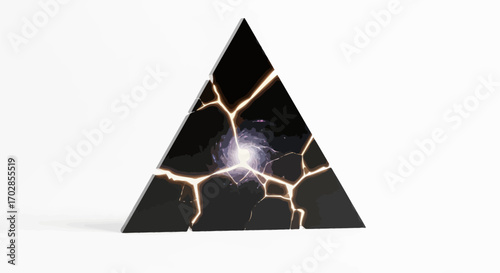 Fractured cosmic geometry a celestial gateway within a broken triangular prism