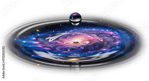 Galactic Drop: A cosmic collision of water droplet and stellar universe representation