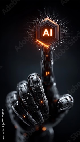 touching a glowing AI symbol on a digital interface