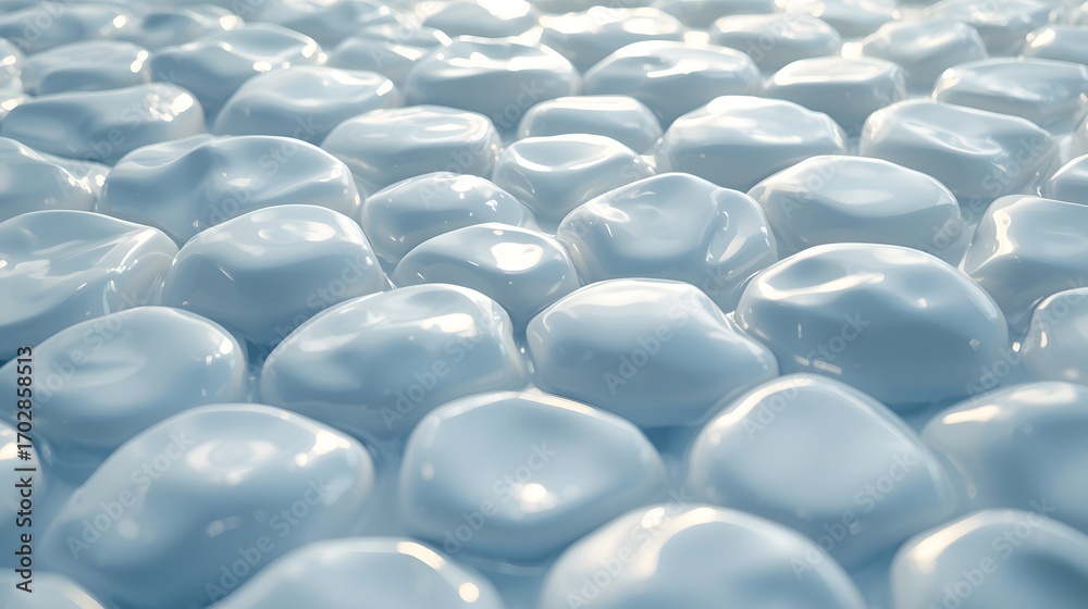 Obraz premium Beautiful close up of smooth white stones under clear blue water with sunlight reflections, symbolizing relaxation, tranquility, purity, spa wellness, and natural background concept