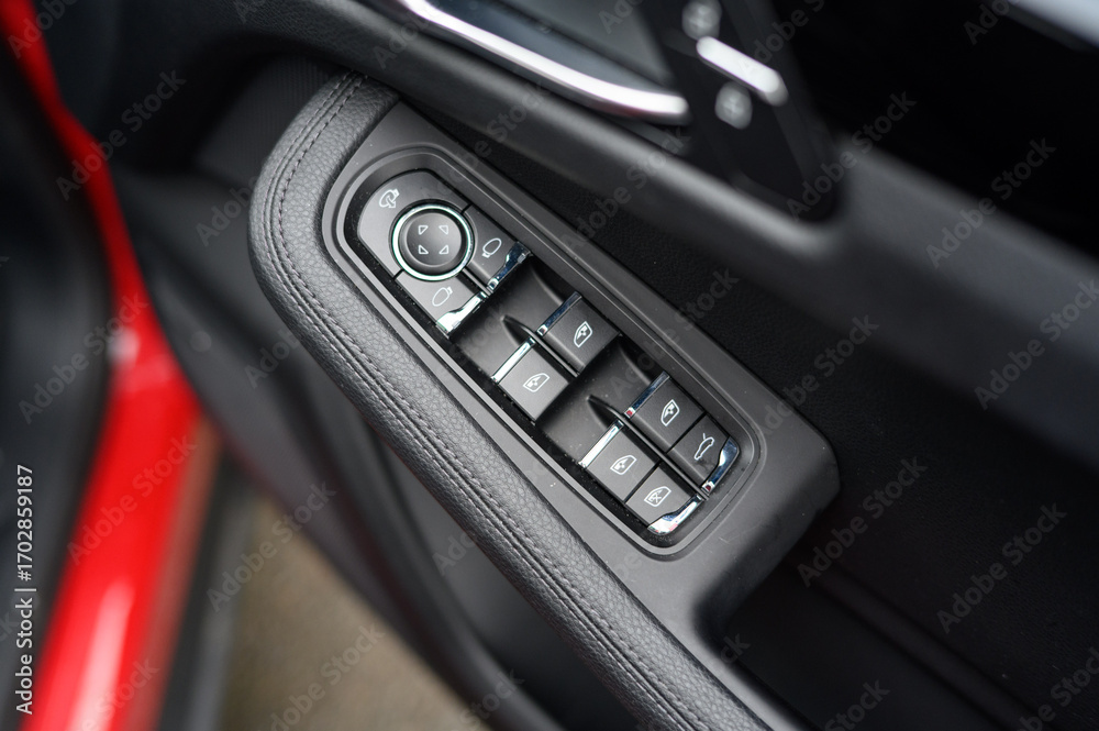 Fototapeta premium Electric Window Control Switches in Modern Car Interior