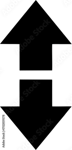 Graphic illustration of opposing arrows pointing upwards and downwards, symbolizing direction and contrast
