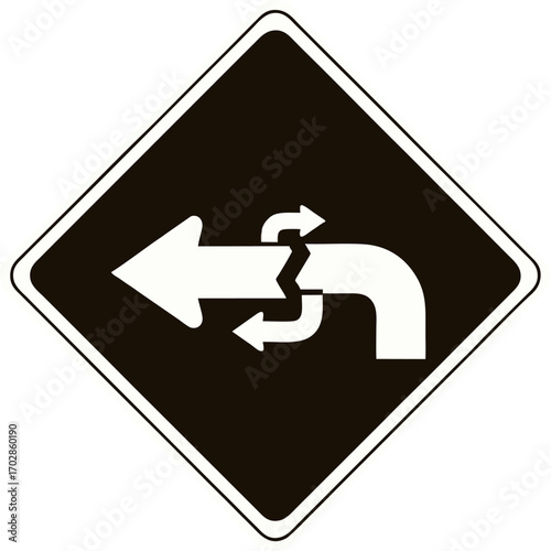 Road Merge Left and Right Lane Merge Ahead Warning Sign