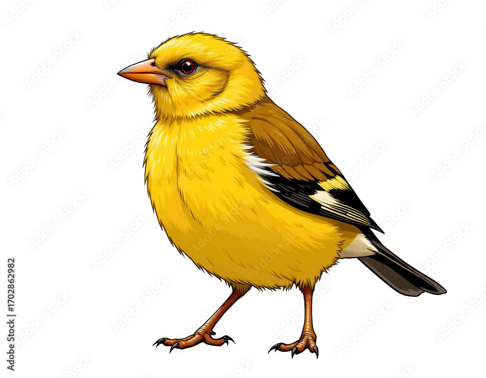Fototapeta premium Yellow Bird Illustration with Detailed Features and Bright Colors