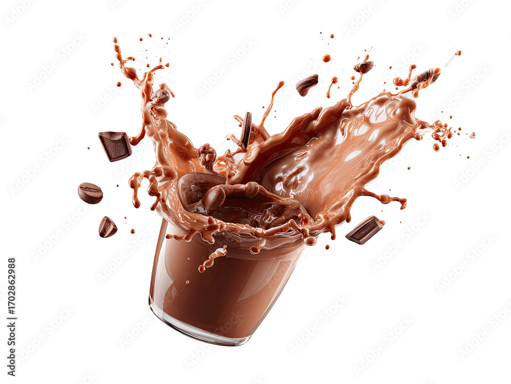 Fototapeta premium Chocolate drink splashing from a glass