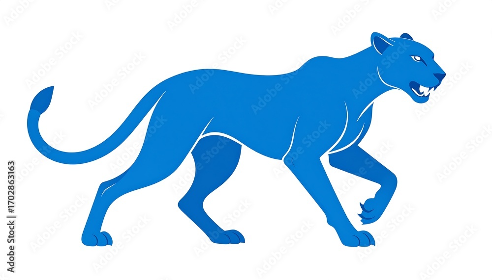 Fototapeta premium Side view of a stylized blue panther
