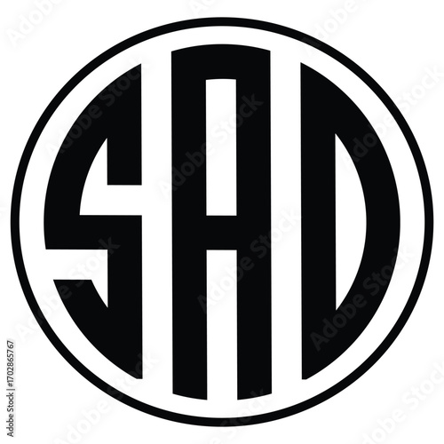 Free Download Bold monogram logo design featuring the letters sad in a circular arrangement, isolated on white background, creating a strong visual impact - GFXLoad