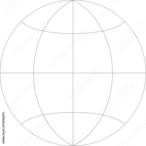 45-Degree world map east-west hemisphere graticule grid vector in Lambert Azimuthal equal-area projection