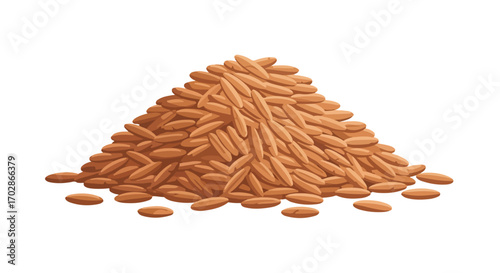 Artistic depiction of a brown rice pile showcasing natural grains and earthy textures in a detailed and aesthetic composition