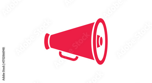 Vivid megaphone illustration on white backdrop conveying announcement and communication with graphical representation and symbolic outreach for