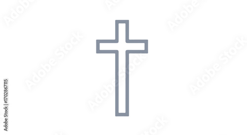 Clean and Simple Cross Illustration Depicting Faith, Belief, and Christianity in Elegant Outline Design on White Background