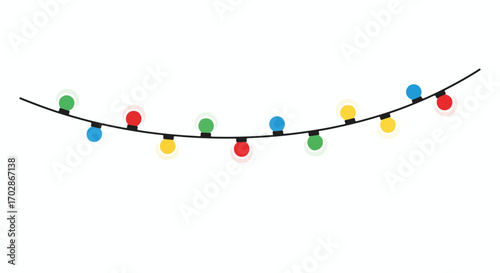 Festive string of colorful lights illustration conveying celebration and joyfulness for graphic design projects or festive decorations isolated on