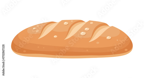 Artistic depiction of a rustic loaf of bread, showcasing its warm tones and inviting texture for culinary illustration use