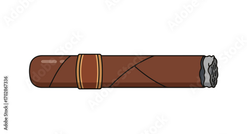 Stylized tobacco treat illustration with earthy brown tones and detailed wrapper design, isolated on white backdrop with black outlines
