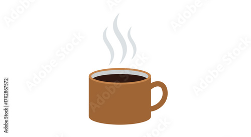 Steaming coffee cup illustration, offering warmth, comfort, and a simple depiction of a caffeinated beverage against a clean backdrop