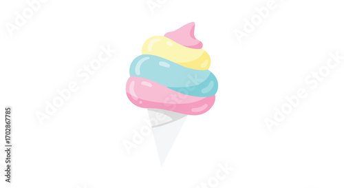 Pastel Swirl: A Sweet Treat Featuring a Playful Ice Cream Cone with Soft Colors and Rounded Shapes for a Whimsical Design