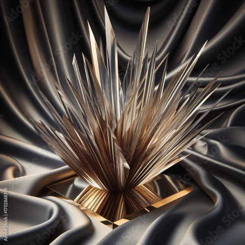 Glass sculpture refractions on silk