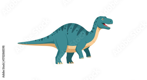Cartoon brachiosaurus with a long neck, isolated on a white background, prehistoric creature and herbivorous giant reptile, Jurassic period animal
