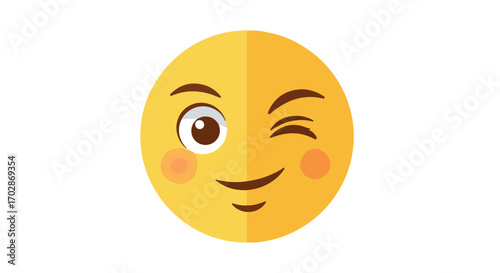 Expressive winking emoji with charming design highlighting playfulness and cheerful communication featuring bright color with eye catching visual