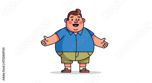 Friendly Cartoon Character with Open Arms Expressing Welcome or Invitation in a Cheerful Pose