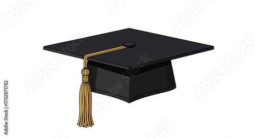 Illustration of a Graduation Cap Symbolizing Academic Achievement and Scholarly Endeavor Graduation Cap, tassel, education, diploma, academy,