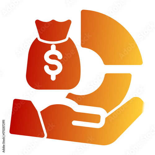 Income Earning Cost Planning icon from the Financial Projection icon collection (Glyph Gradient Style)