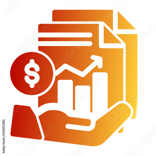 Revenue Profit Growth Earnings icon from the Financial Projection icon collection (Glyph Gradient Style)