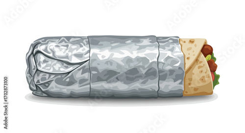 Wrapped indulgence: A vibrant and detailed illustration of a foil-wrapped burrito ready to ignite your senses