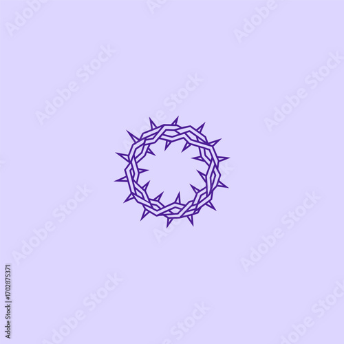 Crown of thorns abstract sacred line art minimalist logo.