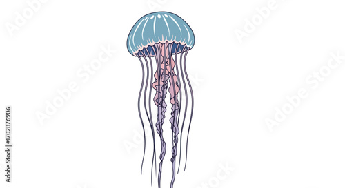 Delicate ocean dweller isolated on a white background, capturing the ethereal beauty of marine life in a minimalist aesthetic design