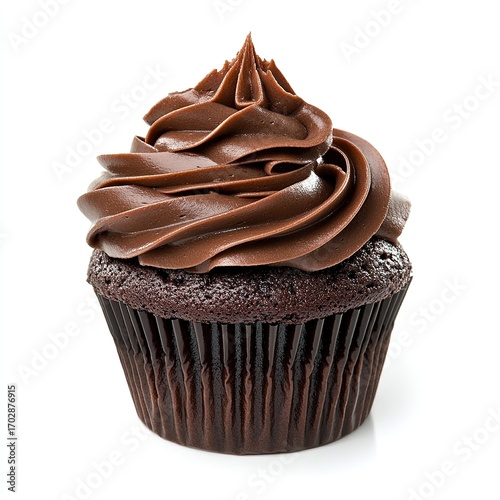 chocolate cupcake on white background