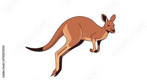 Cartoon kangaroo in motion showcasing its distinctive form and agile movement as a symbol of the australian wildlife