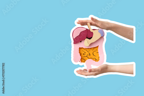 Woman with paper digestive ...