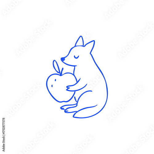Simple black line drawing of a stylized animal with a flower crown
