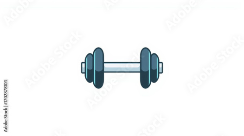 Vector illustration of a blue dumbbell icon for fitness and gym concepts. Isolated weightlifting equipment symbol for strength training workout