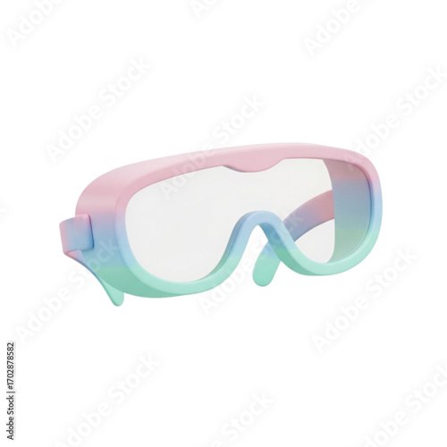 Colorful gradient swimming goggles isolated on transparent background
