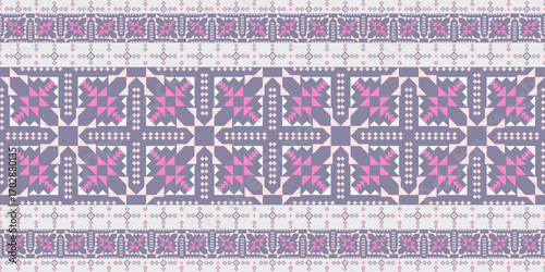 Seamless knitted pattern with hearts and stripes for fabric and decorative design