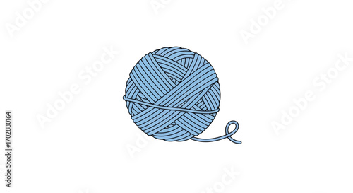 Delicate yarn ball illustration in serene blue hues evokes crafting and comfort and offers a calming, creative visual representation
